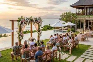 Luxury villas for rent in Bali ceremony setup overlooking the ocean